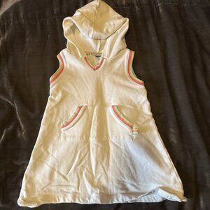Vintage Y2K Old Navy Summer Hooded Hoodie Rainbow Trim Dress Girls 4T Cream